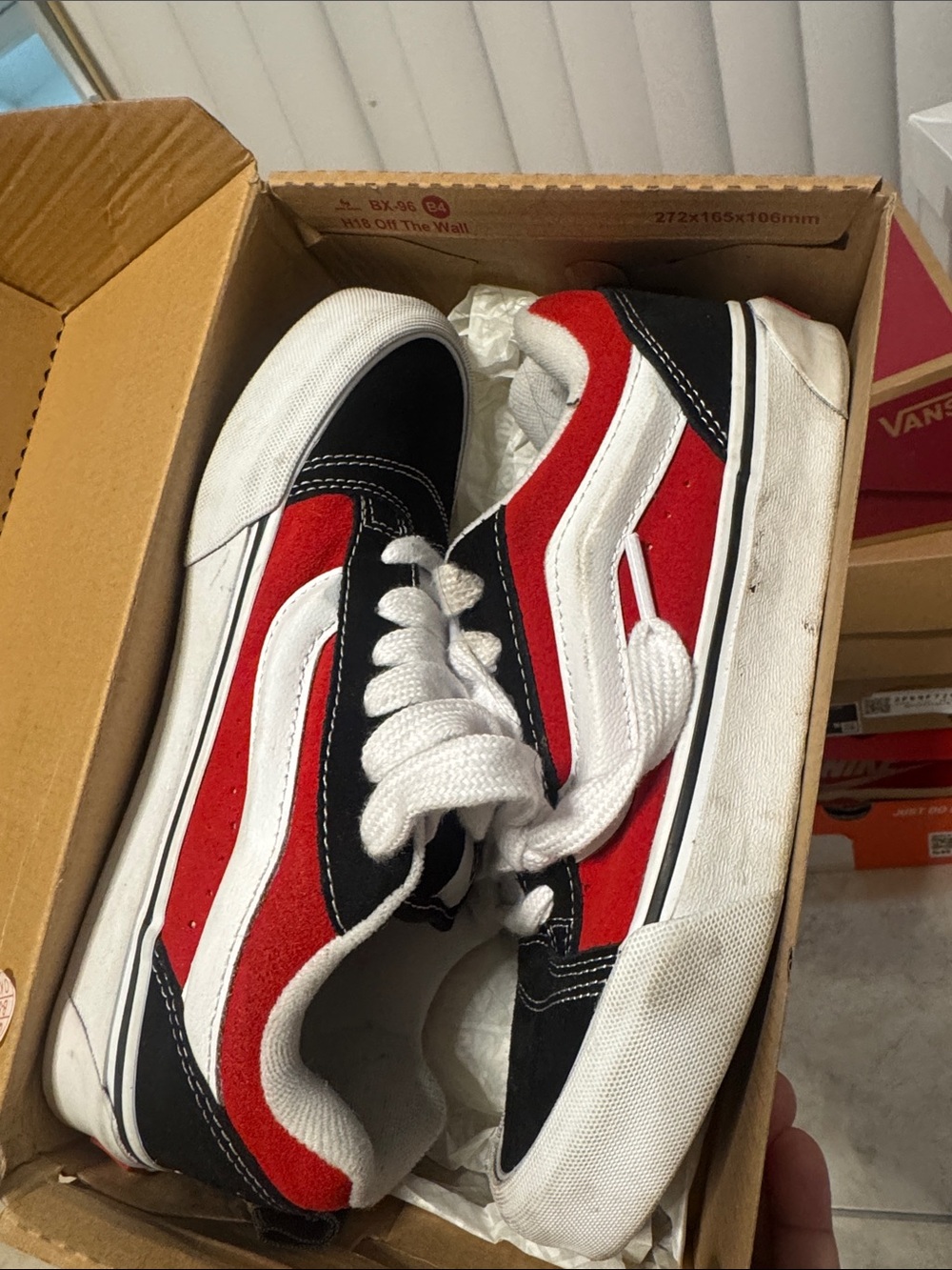 Kids Red, Black & White Low-Top Skate Sneakers